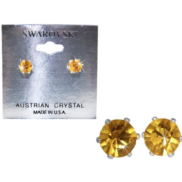 Swarovski Citrine Crystal and Silver Stud Earring - Picture 1 of 1